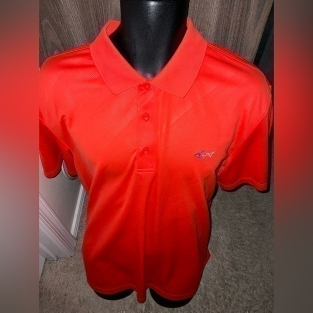 Men’s used Orange Greg Norman size XL golf polo shirt attack life